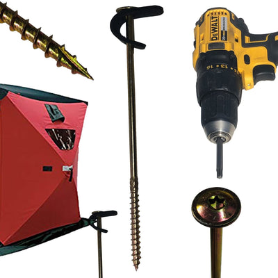 Keyfit Tools Power Anchor (8 Pack) Self Drilling Stakes for Pop-Up Portable Ice Fishing Shelter House Self Drilling Stake Anchor Keyfit Tools Power Anchor (8 Pack) Self Drilling Stakes for Pop-Up Portable Ice Fishing Shelter House Self Drilling Stake Anchor