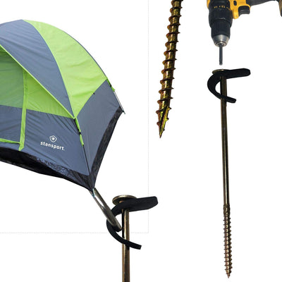 Keyfit Tools All Terrain Tent Stake (8 Pack) Screw in Tent Stake Ground Anchor with Secura Strap for Extreme Winds Secure Tarps Fish Houses Hunting Keyfit Tools All Terrain Tent Stake (8 Pack) Screw in Tent Stake Ground Anchor with Secura Strap for Extreme Winds Secure Tarps Fish Houses Hunting