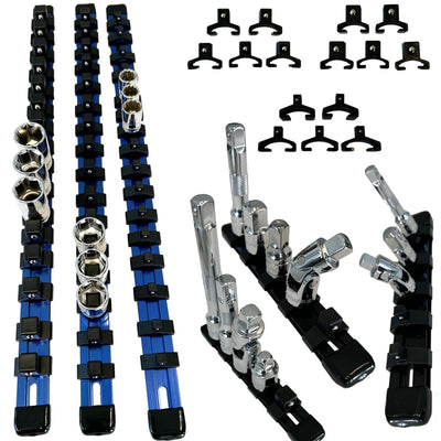 Keyfit Tools Aircraft Grade Aluminum Socket Holder Organizer 6 Piece Set Includes 1/4" 3/8" 1/2" Drive Rails & Socket Extension Adapter Swivel Rails Keyfit Tools Aircraft Grade Aluminum Socket Holder Organizer 6 Piece Set Includes 1/4" 3/8" 1/2" Drive Rails & Socket Extension Adapter Swivel Rails