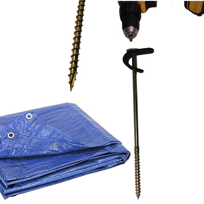 Keyfit Tools Power Anchor (8 Pack) for Tarps Drill Powered Screw in Tarp Stakes Works with Waterproof Heavy Duty Tarp