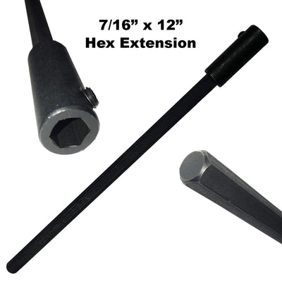 Hex Extension 7/16 Inch X 7/16 Inch X 12" Long For 1/2" Drills 7/16 Male Hex End X 7/16 Female Hex End With Set Screw 12 Inch Long Double It Up