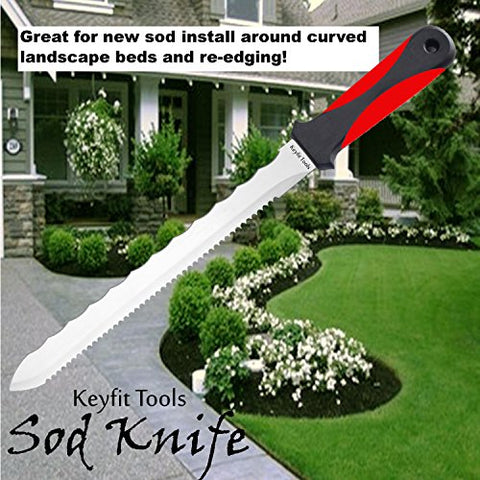 Keyfit Tools (4 Pack SOD Knife Stainless Steel Blade Sod Cutter Trim New Sod Around Landscape Edging Beds & Sunken, Overgrown Sprinkler Heads Hunter