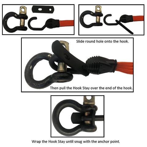 Keyfit Tools Hook Stay for Cam Buckle Tie Downs, Ratchet Straps & Bungee Cord Hooks Keeps Hooks in Place with No Tension 4 Pack Tie down NOT included