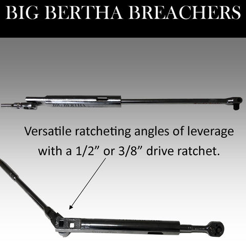 Keyfit Tools Big Bertha BREACHERS 1/2" I.D. & 1" I.D. & Breaker Bar with Ratcheting Adapter (4PC Set) Wrench Extender Extension for Ratchets Pliers