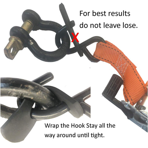 Keyfit Tools Hook Stay for Cam Buckle Tie Downs, Ratchet Straps & Bungee Cord Hooks Keeps Hooks in Place with No Tension 4 Pack Tie down NOT included