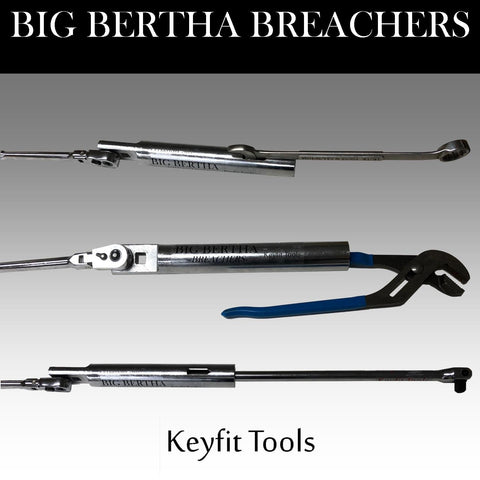 Keyfit Tools Big Bertha BREACHERS 1/2" I.D. & 1" I.D. & Breaker Bar with Ratcheting Adapter (4PC Set) Wrench Extender Extension for Ratchets Pliers