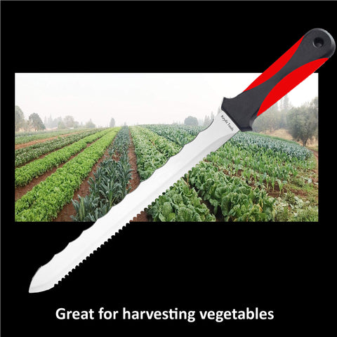 Spartan Garden Knife Perennial Splitter Divider Super Sharp Double Sided Serrated Stainless Steel 8” Blade, 5” Ergonomic Rubber Handle, Hori  Knife